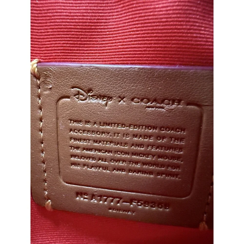 Disney Coach Mickey Mouse Ear Saddle Crossbody Bag Red Leather